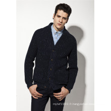 ODM Fancy Yarn Pure Color Man Cardigan Sweater